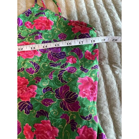 Vintage VICTORIA’S SECRET Gold Label Slip Dress Night Gown Green Floral Medium - Picture 8 of 9